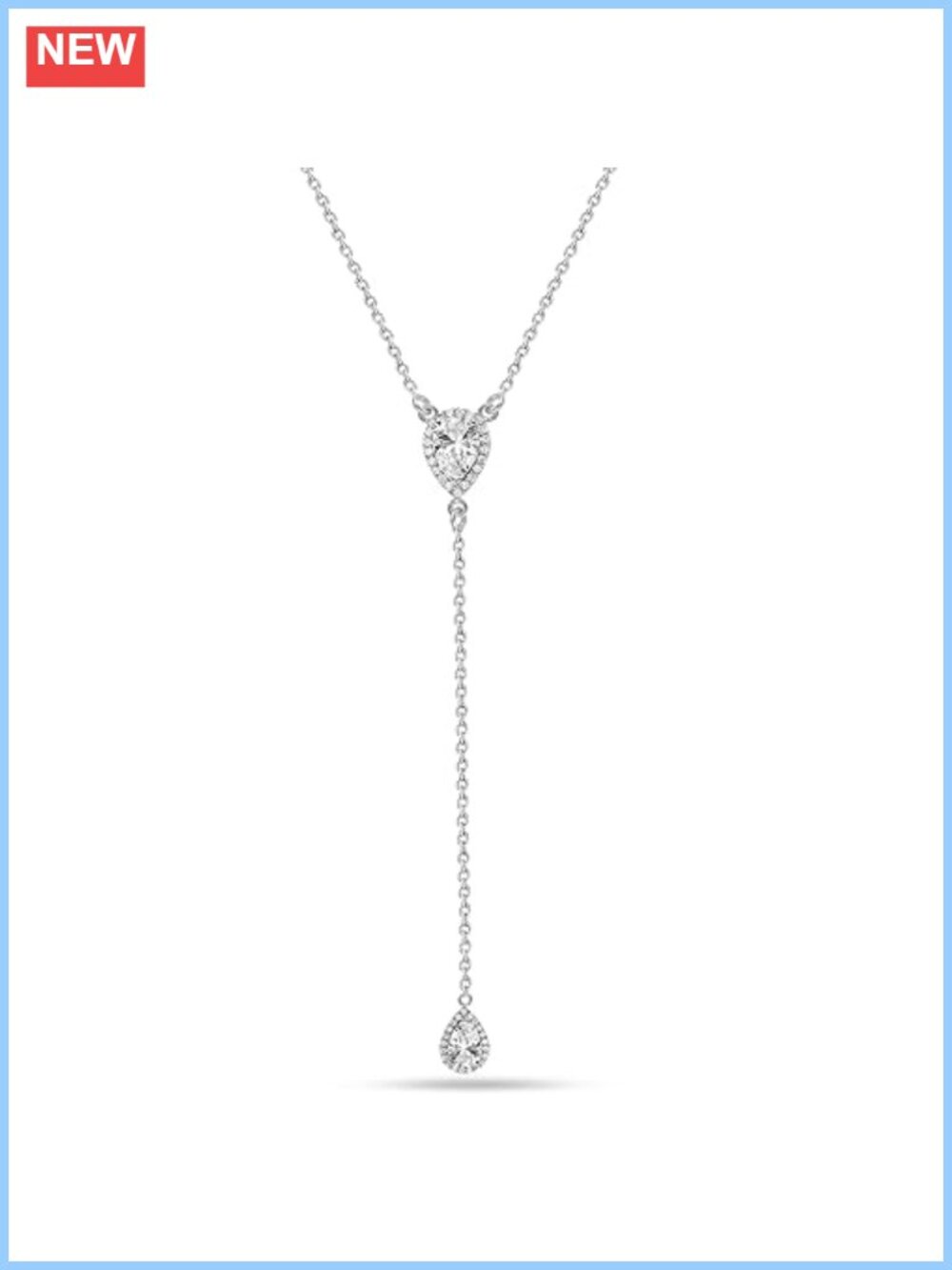 925 Sterling Silver CZ Y Necklace Adjustable Lariat Choker for Women